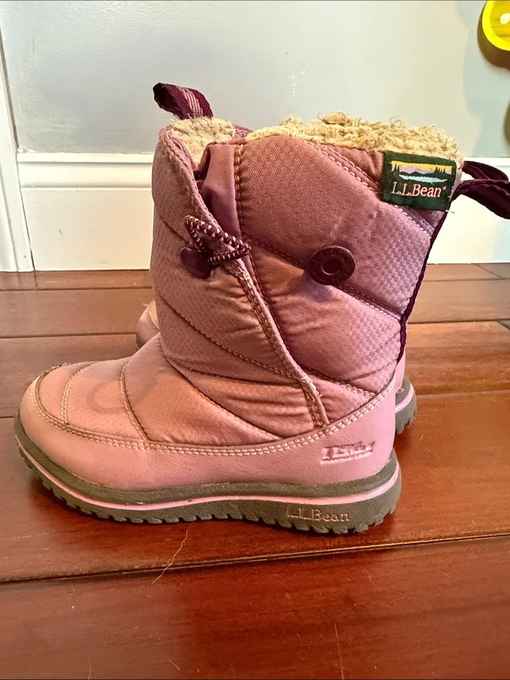 L.L. Bean Girls' Pink and Plum Insulated Snow Boots
